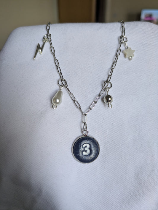 '3' charm necklace