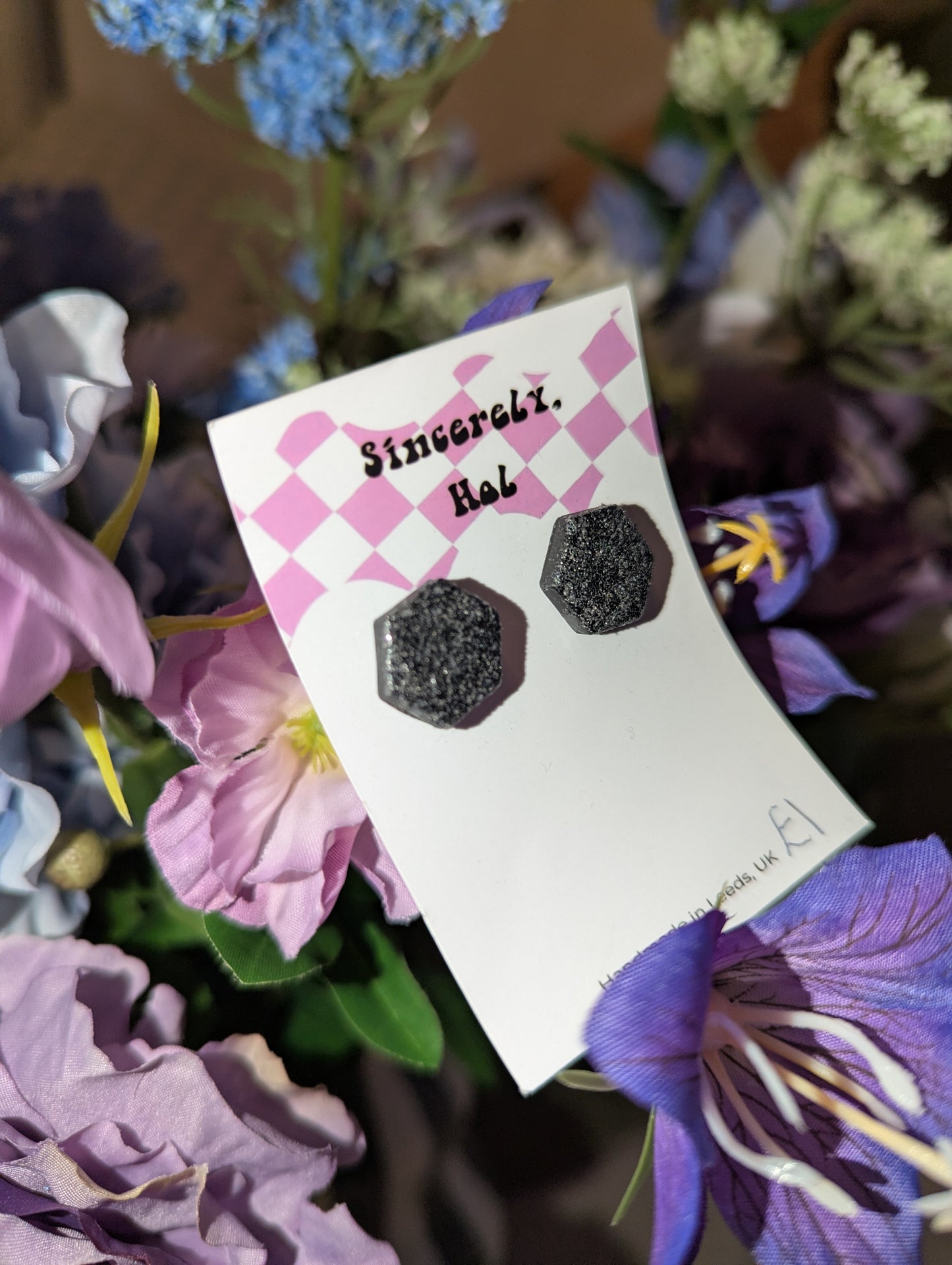 Black stud earrings