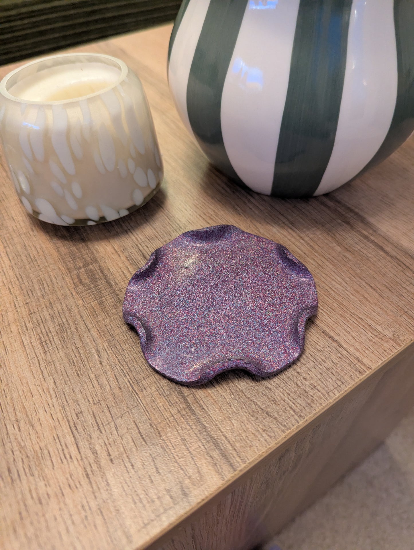 Purple glitter trinket dish