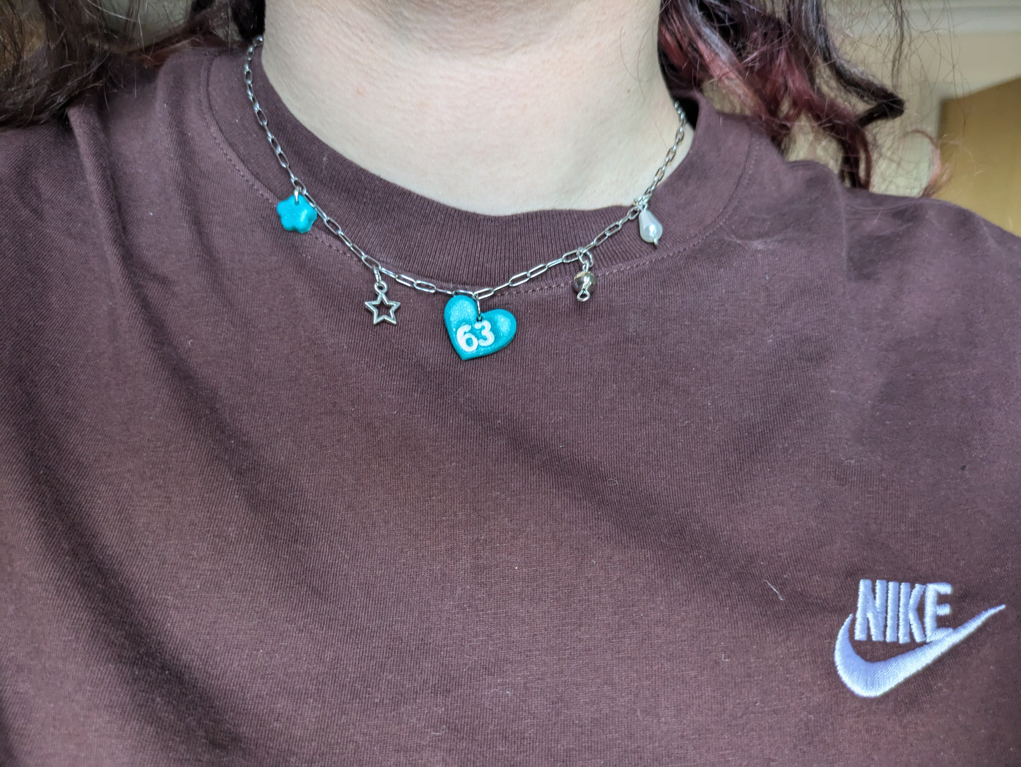 '63' charm necklace